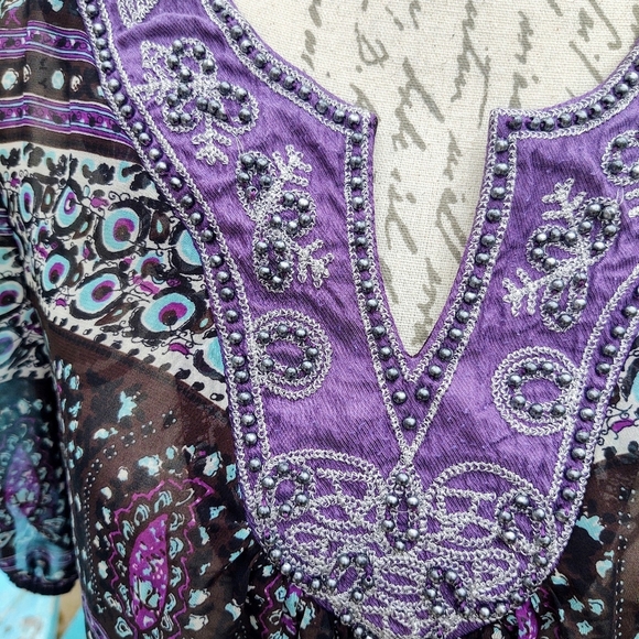 💥3/$20 Studio Y Gorgeous Semi Sheer Blouse Large! - Picture 4 of 10